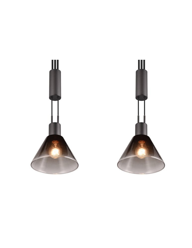 Pendant lamps on a strip - Trio STANLEY Modern Pendant 2xE27 max 40W Black Matte 319500232 - product kolory-swiatla.pl 6