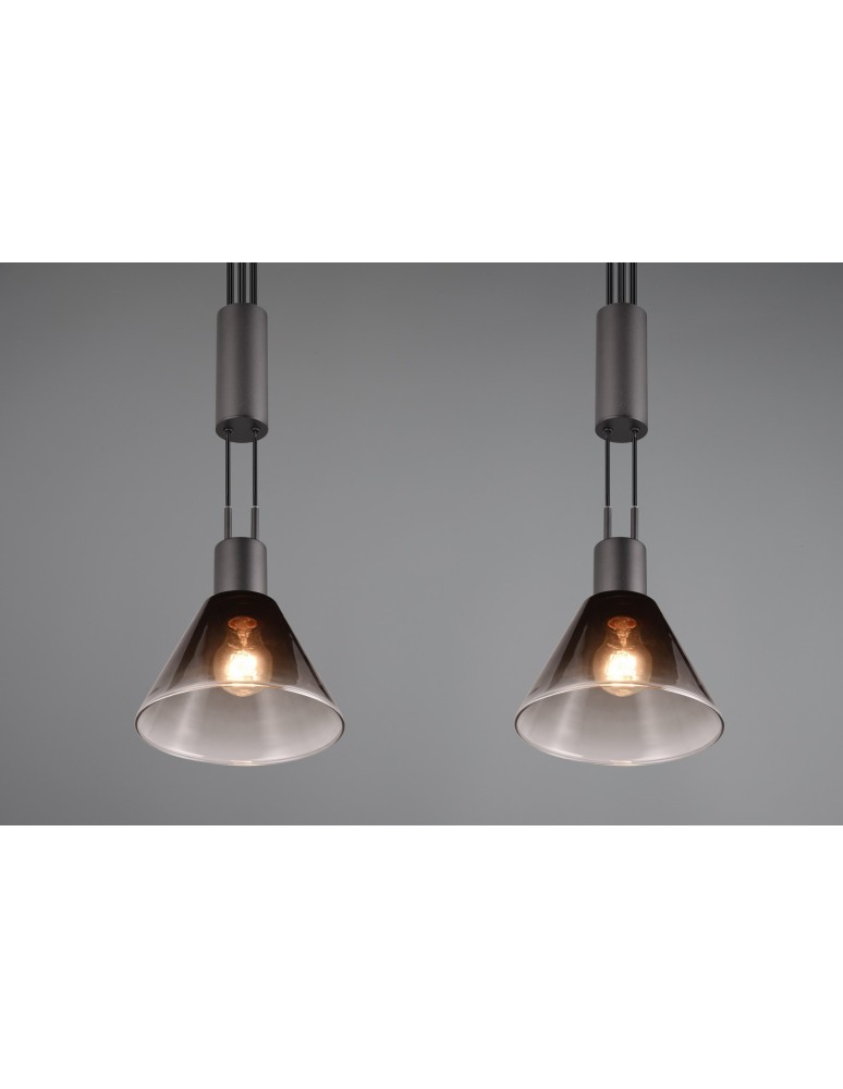 Pendant lamps on a strip - Trio STANLEY Modern Pendant 2xE27 max 40W Black Matte 319500232 - product kolory-swiatla.pl 7