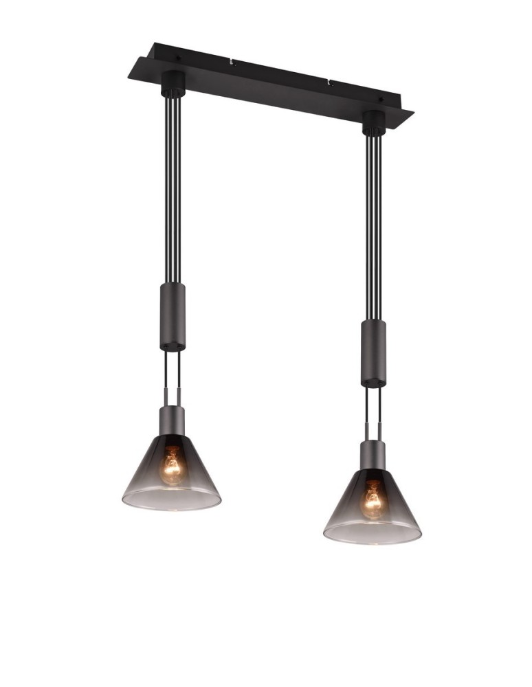Pendant lamps on a strip - Trio STANLEY Modern Pendant 2xE27 max 40W Black Matte 319500232 - product kolory-swiatla.pl 8