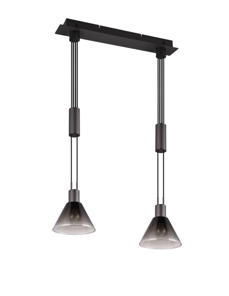 Pendant lamps on a strip - Trio STANLEY Modern Pendant 2xE27 max 40W Black Matte 319500232 - product kolory-swiatla.pl 9