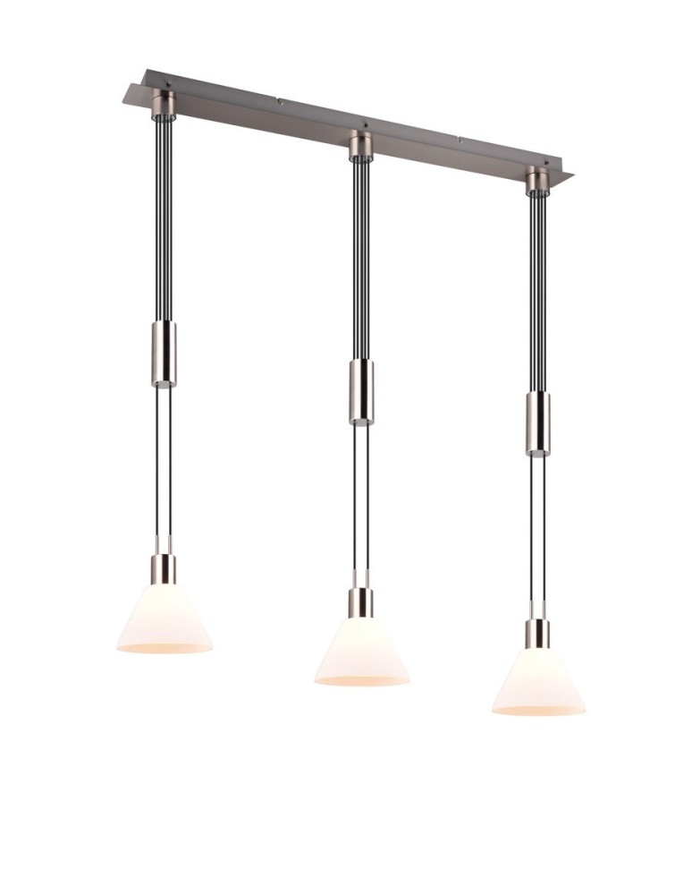 Pendant lamps on a strip - Trio STANLEY Pendant Modern 3xE27 max 40W Nickel Matte 319500307 - product kolory-swiatla.pl 1