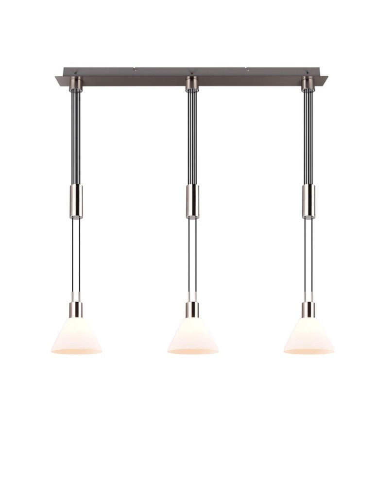 Pendant lamps on a strip - Trio STANLEY Pendant Modern 3xE27 max 40W Nickel Matte 319500307 - product kolory-swiatla.pl 3
