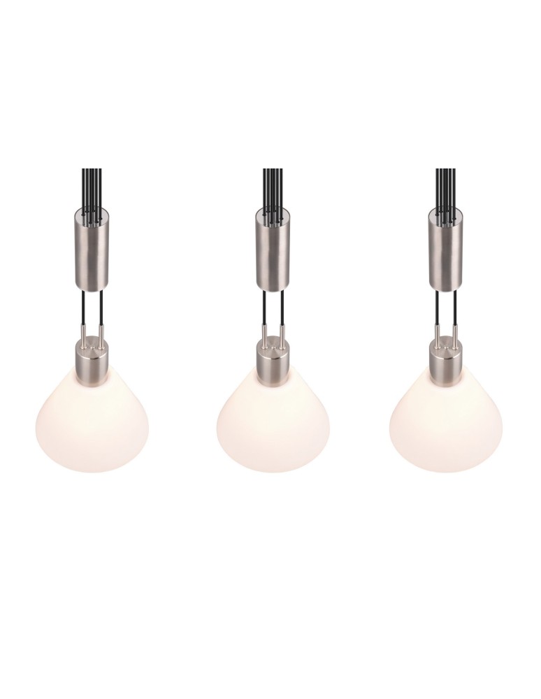 Pendant lamps on a strip - Trio STANLEY Pendant Modern 3xE27 max 40W Nickel Matte 319500307 - product kolory-swiatla.pl 4