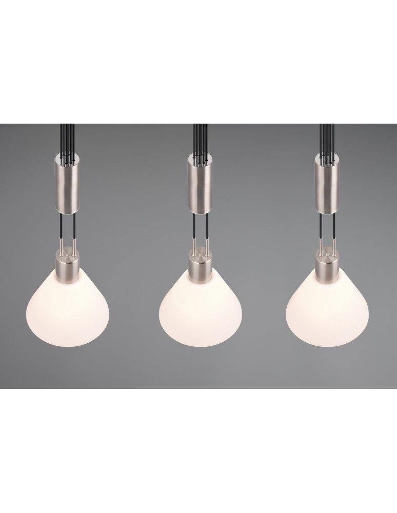 Pendant lamps on a strip - Trio STANLEY Pendant Modern 3xE27 max 40W Nickel Matte 319500307 - product kolory-swiatla.pl 5