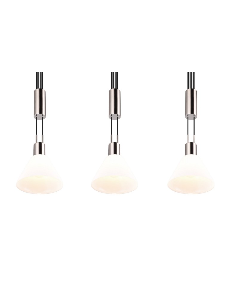 Pendant lamps on a strip - Trio STANLEY Pendant Modern 3xE27 max 40W Nickel Matte 319500307 - product kolory-swiatla.pl 6