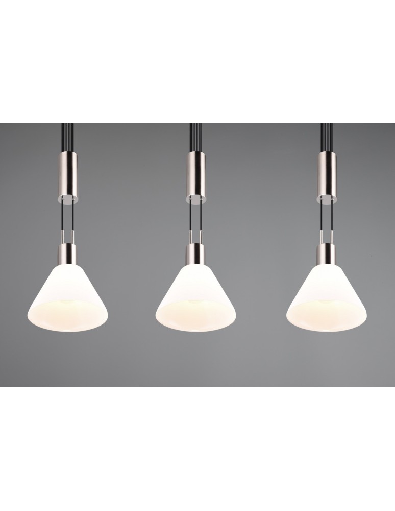 Pendant lamps on a strip - Trio STANLEY Pendant Modern 3xE27 max 40W Nickel Matte 319500307 - product kolory-swiatla.pl 7