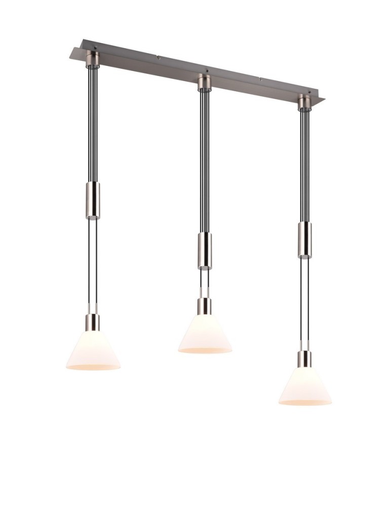 Pendant lamps on a strip - Trio STANLEY Pendant Modern 3xE27 max 40W Nickel Matte 319500307 - product kolory-swiatla.pl 8