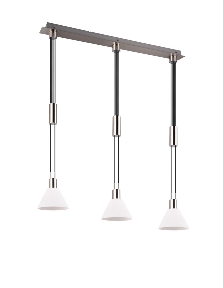 Pendant lamps on a strip - Trio STANLEY Pendant Modern 3xE27 max 40W Nickel Matte 319500307 - product kolory-swiatla.pl 9