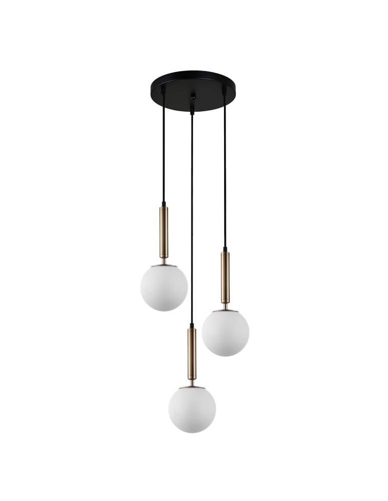 Triple pendant lamps - Italux Ravena Pendant Brass 3xE27 10W PND-2324-3A GD+OPAL - product kolory-swiatla.pl 1