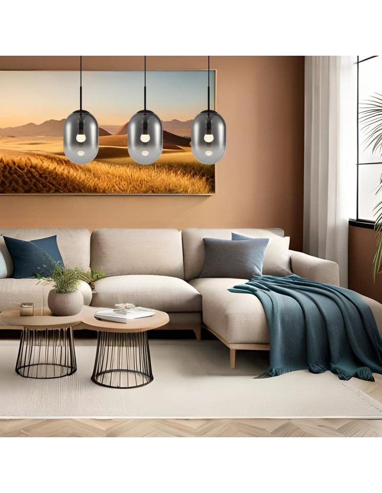 Pendant lamps on a strip - Milagro ALIAS BLACK 3xE14 pendant lamp ML0321 - product kolory-swiatla.pl 3