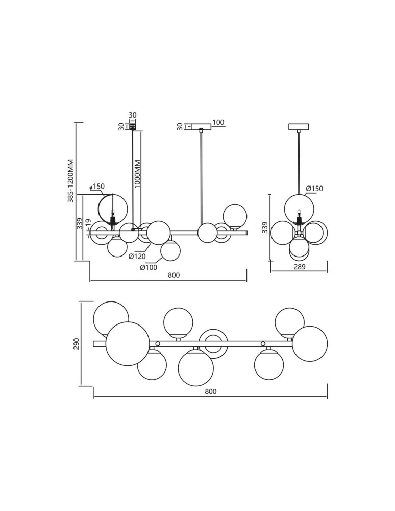Pendant lamps spheres - Milagro MILA 10xG9 pendant lamp ML0335 - product kolory-swiatla.pl 6