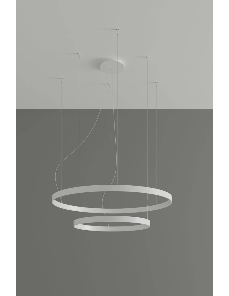 Pendant lamps circles - Thoro Chandelier RIO 2 55/78 white LED 3000K TH.176 - product kolory-swiatla.pl 2