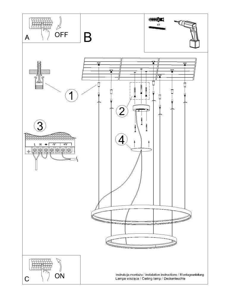 Pendant lamps circles - Thoro Chandelier RIO 2 55/78 white LED 4000K TH.178 - product kolory-swiatla.pl 6