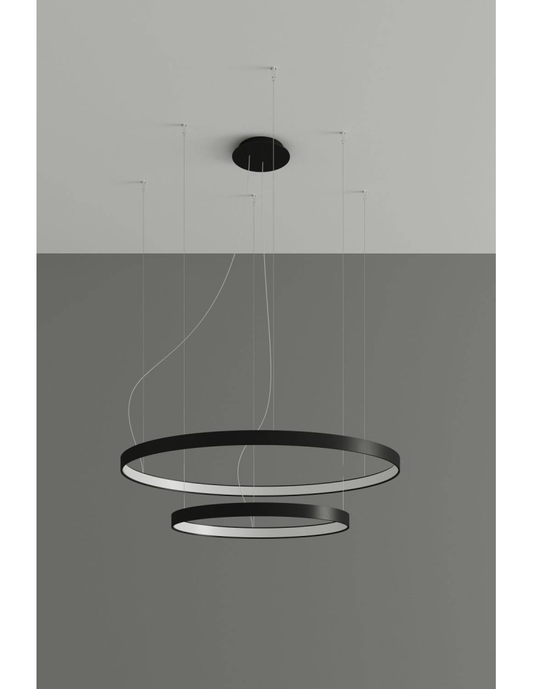 Pendant lamps circles - Thoro Chandelier RIO 2 55/78 black LED 4000K TH.212 - product kolory-swiatla.pl 2