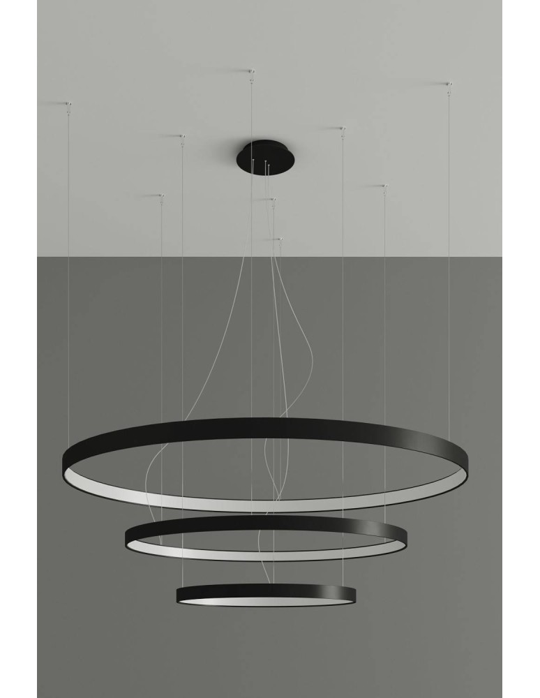 Pendant lamps circles - Thoro Chandelier RIO 3 55/78/110 black LED 4000K TH.177 - product kolory-swiatla.pl 2