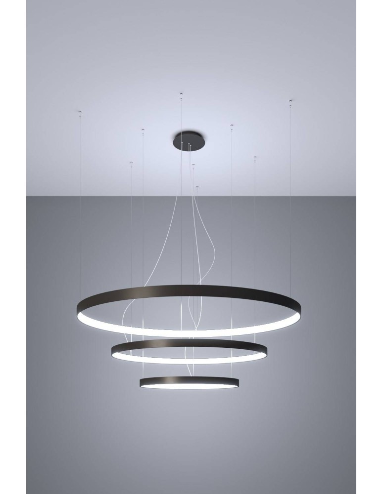 Pendant lamps circles - Thoro Chandelier RIO 3 55/78/110 black LED 4000K TH.177 - product kolory-swiatla.pl 3