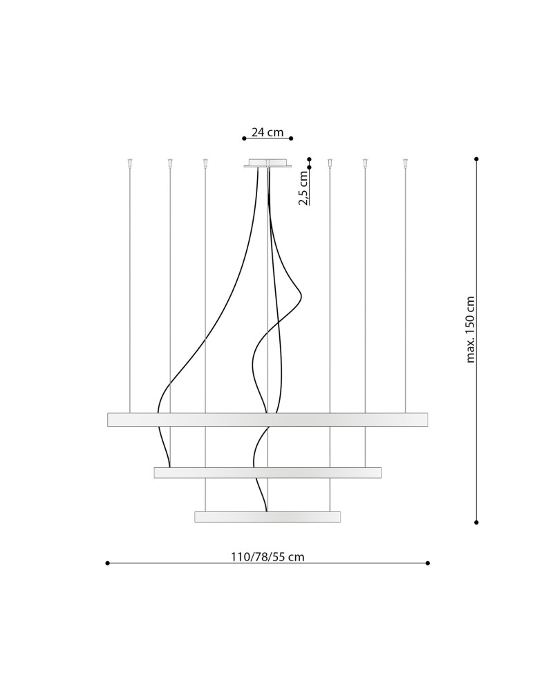 Pendant lamps circles - Thoro Chandelier RIO 3 55/78/110 black LED 4000K TH.177 - product kolory-swiatla.pl 4