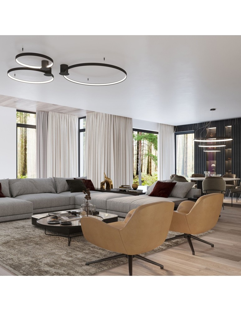 Pendant lamps circles - Thoro Chandelier RIO 3 55/78/110 black LED 4000K TH.177 - product kolory-swiatla.pl 8