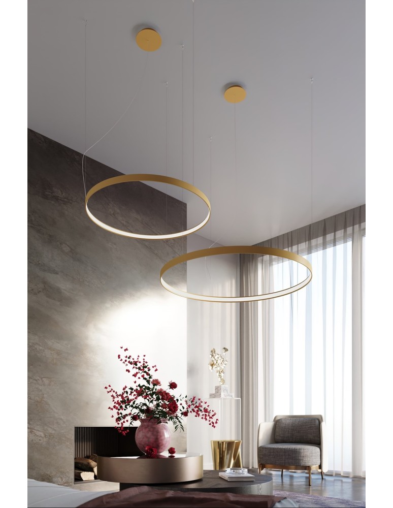 Pendant lamps circles - Thoro Chandelier RIO 78 gold LED 3000K TH.174 - product kolory-swiatla.pl 14