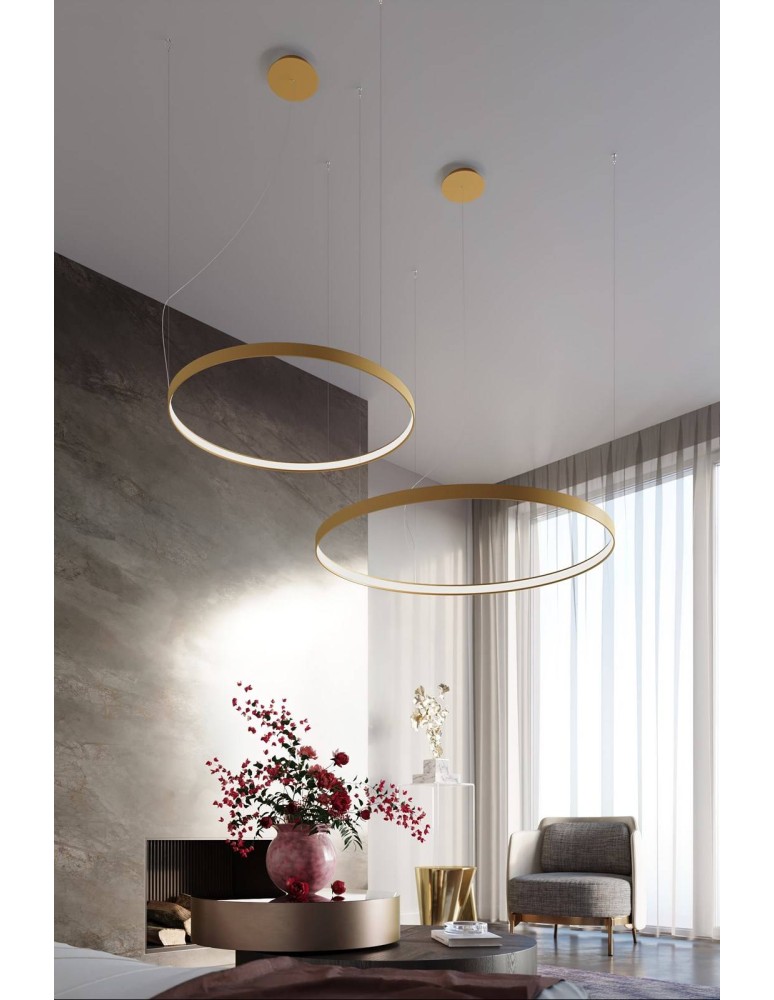 Pendant lamps circles - Thoro Chandelier RIO 110 gold LED 3000K TH.218 - product kolory-swiatla.pl 14