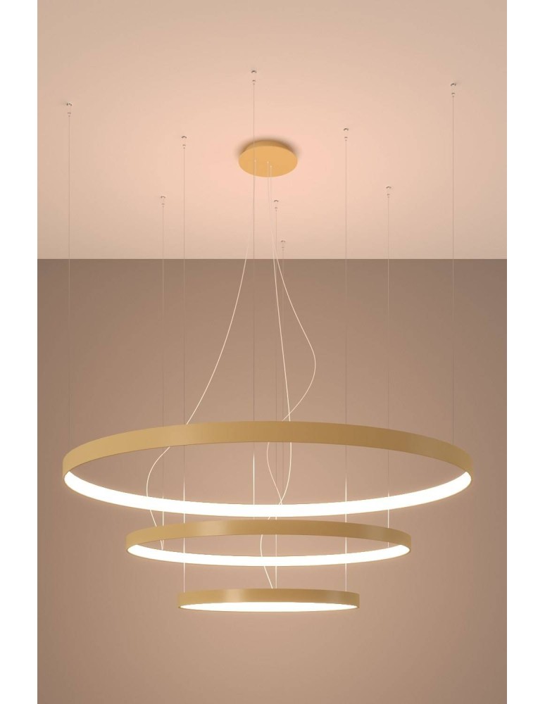 Pendant lamps circles - Thoro Chandelier RIO 3 55/78/110 gold LED 3000K TH.173 - product kolory-swiatla.pl 3