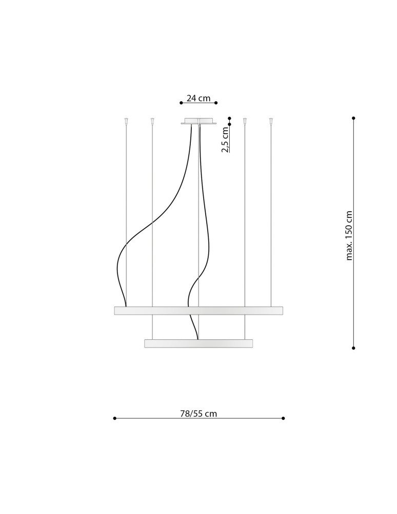Pendant lamps circles - Thoro Chandelier RIO 2 55/78 gold LED 4000K TH.268 - product kolory-swiatla.pl 4