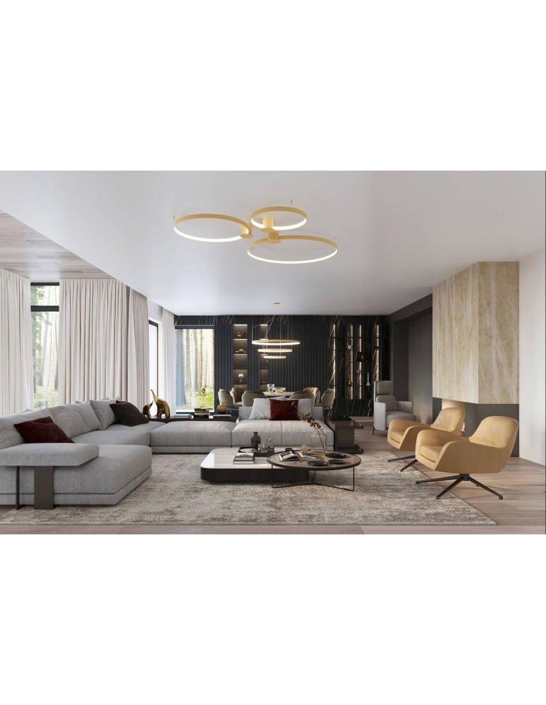 Pendant lamps circles - Thoro Chandelier RIO 3 55/78/110 gold LED 4000K TH.269 - product kolory-swiatla.pl 9