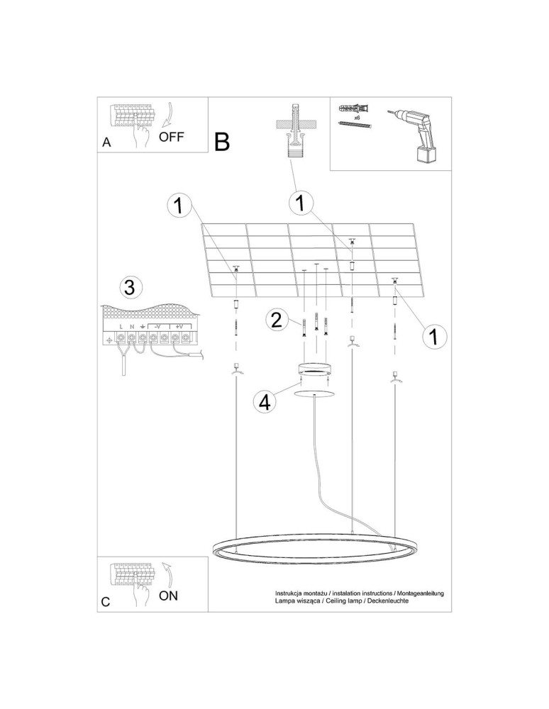 Pendant lamps circles - Thoro Chandelier RISA 90 black LED 3000K TH.275 - product kolory-swiatla.pl 9