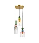 Triple pendant lamps - ITALUX Manso Pendant Sandblasted Gold with Gloss 3xE14 PND-37462-3A-MC-GD - product 1