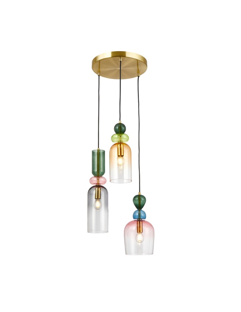 Triple pendant lamps - ITALUX Manso Pendant Sandblasted Gold with Gloss 3xE14 PND-37462-3A-MC-GD - product kolory-swiatla.pl 1