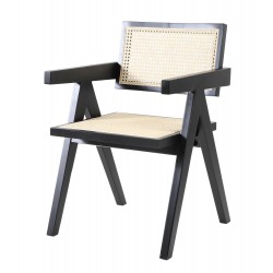 Step into Design Krzesło BOHO drewniane w kolorze czarnym z podłokietnikami MH-011CH-BN