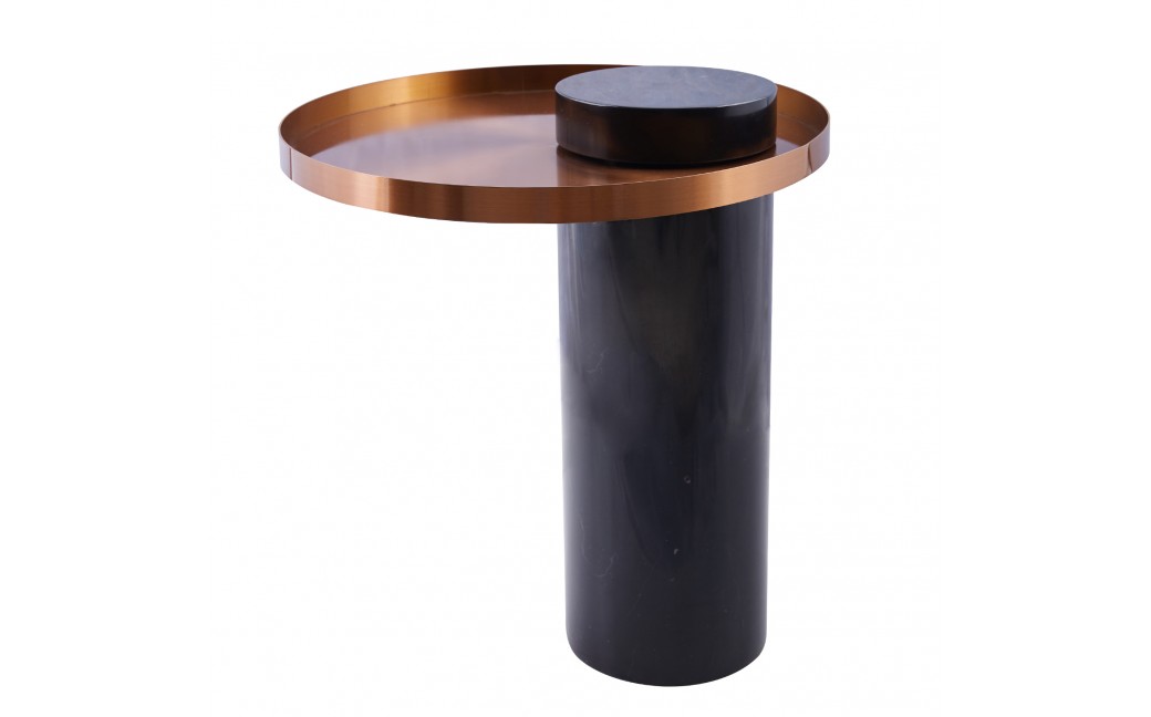 Step into Design Stolik kawowy COLUMN marmurowy czarno miedziany 55cm DP-FA1 black copper