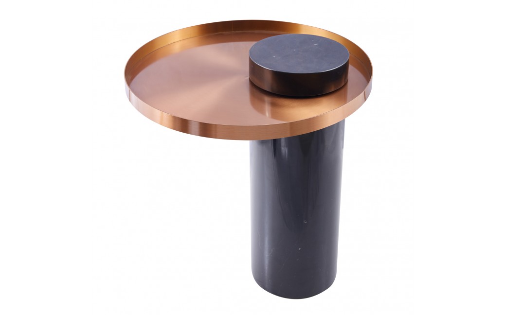 Step into Design Stolik kawowy COLUMN marmurowy czarno miedziany 55cm DP-FA1 black copper