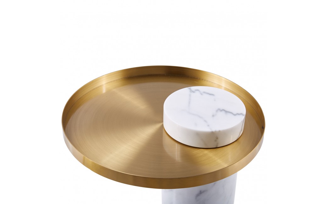 Step into Design Stolik kawowy COLUMN marmurowy biało złoty 55cm DP-FA1 white gold