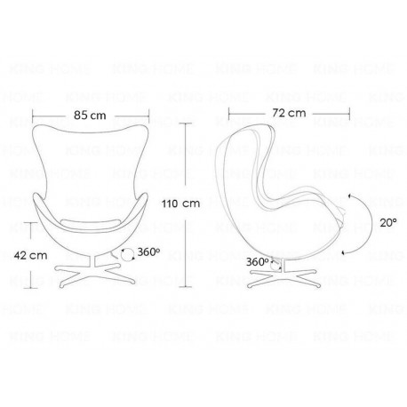 King Home Fotel EGG CLASSIC musztardowy.21 - wełna, podstawa aluminiowa (JH-026.MUSZTARDA.21)