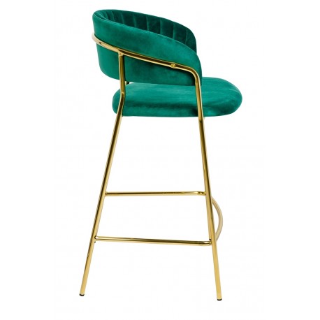King Home Krzesło barowe MARGO 65 ciemny zielony - welur, podstawa złota (KH1201100129.61)