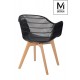 MODESTO krzesło BASKET ARM WOOD czarne - polipropylen, nogi jesionowe (PW502T.ASCH)