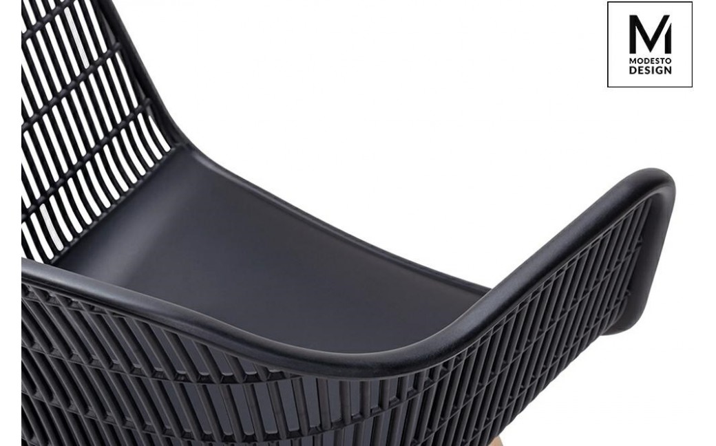 MODESTO krzesło BASKET ARM WOOD czarne - polipropylen, nogi jesionowe (PW502T.ASCH)