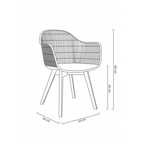 MODESTO krzesło BASKET ARM WOOD czarne - polipropylen, nogi jesionowe (PW502T.ASCH)