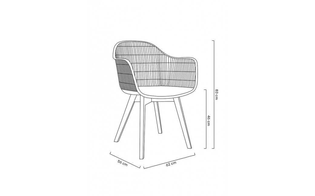 MODESTO krzesło BASKET ARM WOOD czarne - polipropylen, nogi jesionowe (PW502T.ASCH)