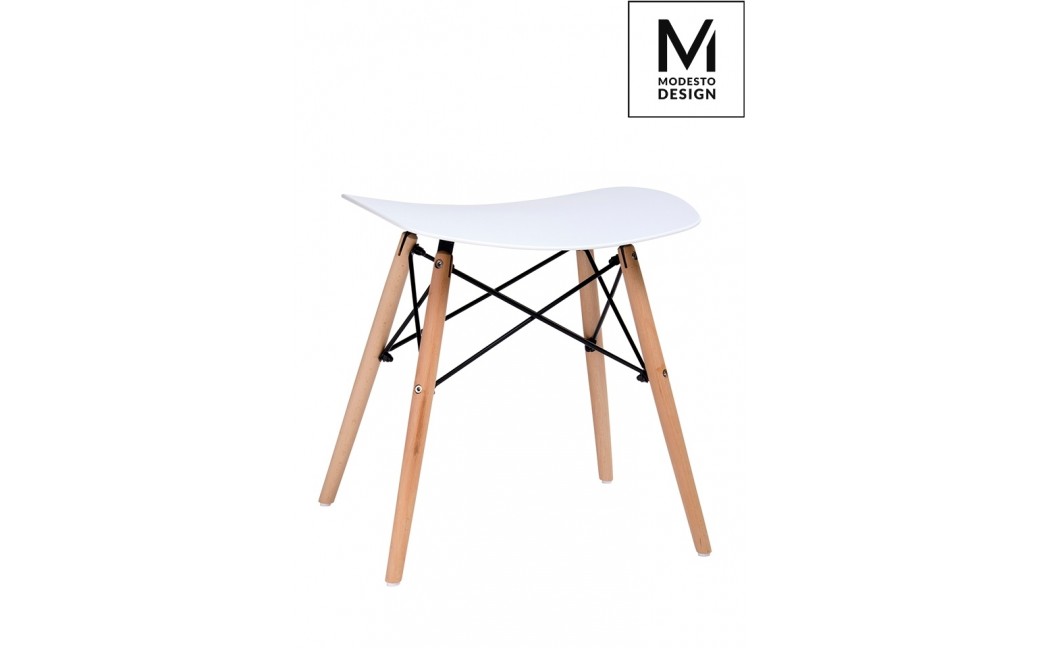 MODESTO stołek BORD biały - polipropylen, podstawa bukowa (M002.WHITE)