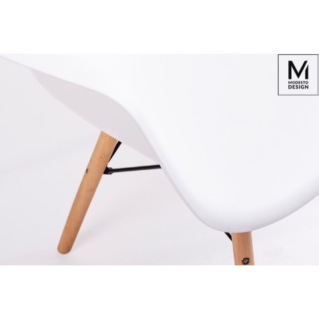 MODESTO fotel DAW DSW biały - polipropylen, nogi bukowe (C1025.WHITE)