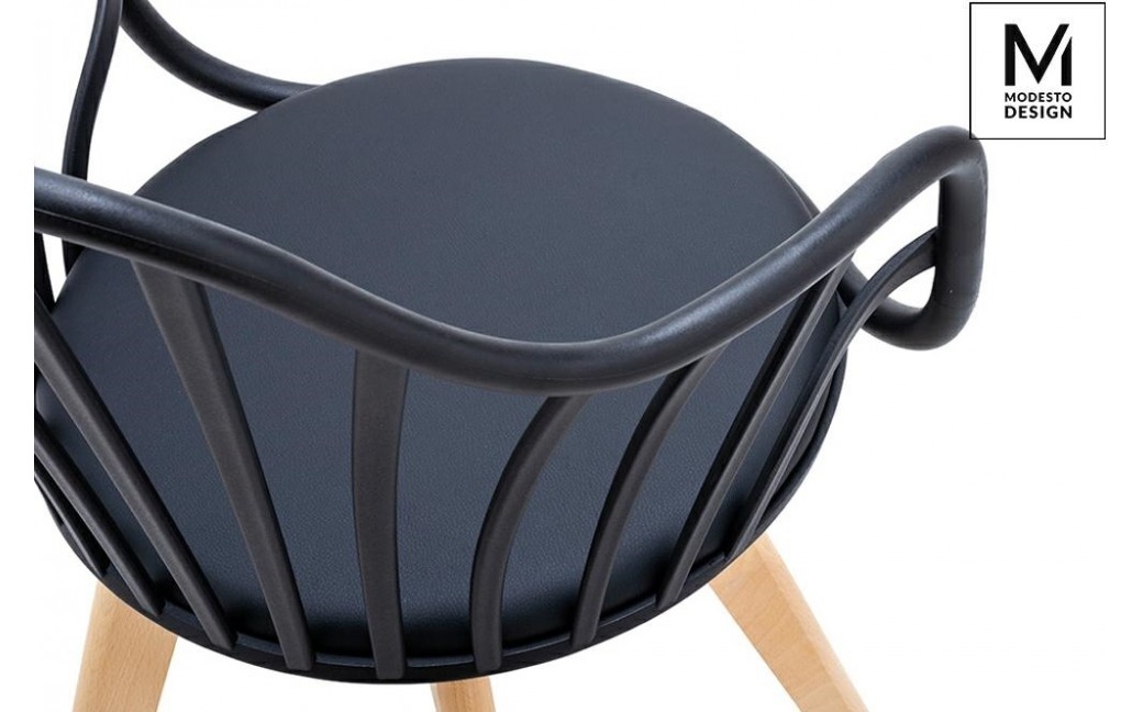 MODESTO krzesło ALBERT ARM czarne - polipropylen, ekoskóra, drewno bukowe (PW802.BLACK)