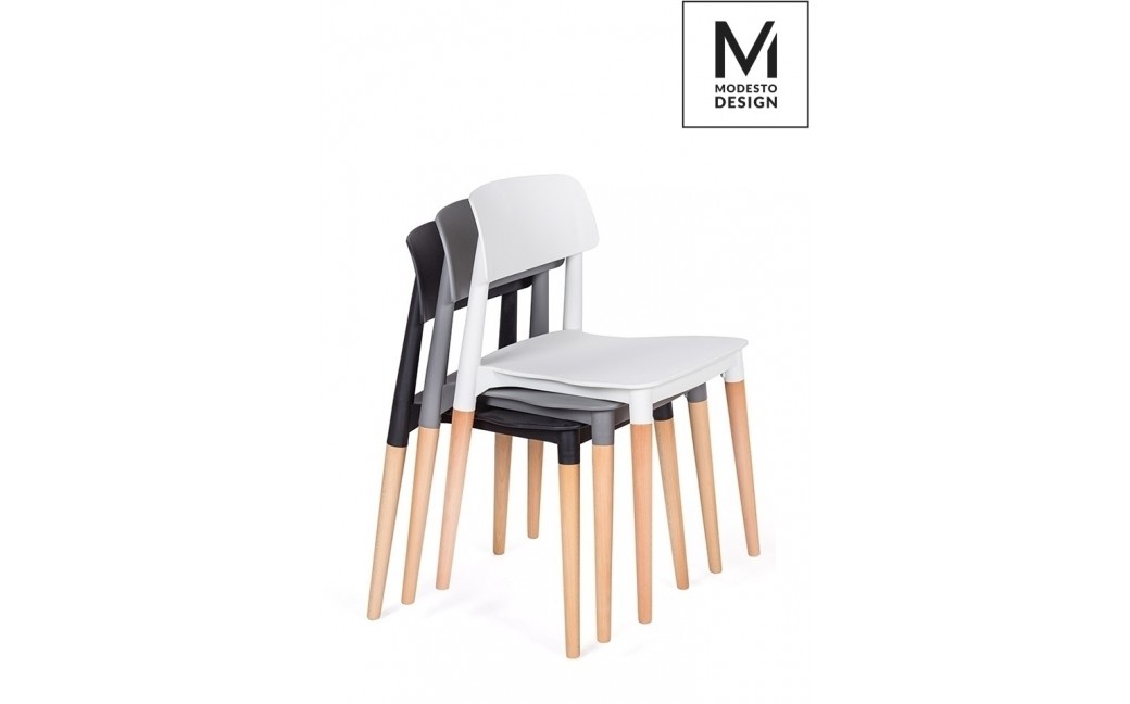 MODESTO krzesło ECCO białe - polipropylen, podstawa bukowa (C1015.WHITE)