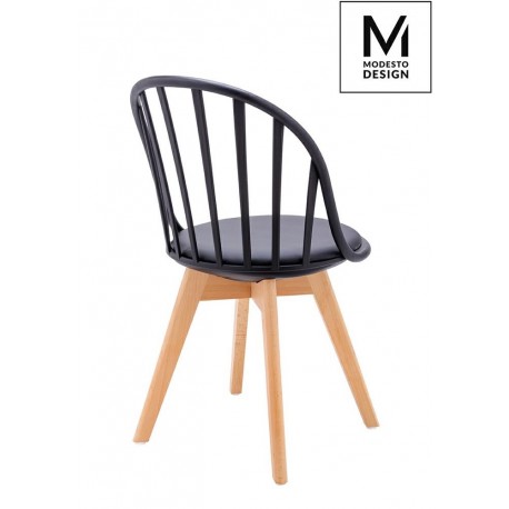 MODESTO krzesło ALBERT czarne - polipropylen, ekoskóra, drewno bukowe (PW801.BLACK)
