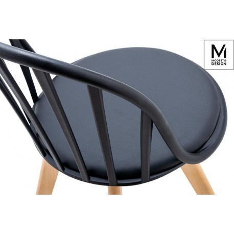 MODESTO krzesło ALBERT czarne - polipropylen, ekoskóra, drewno bukowe (PW801.BLACK)