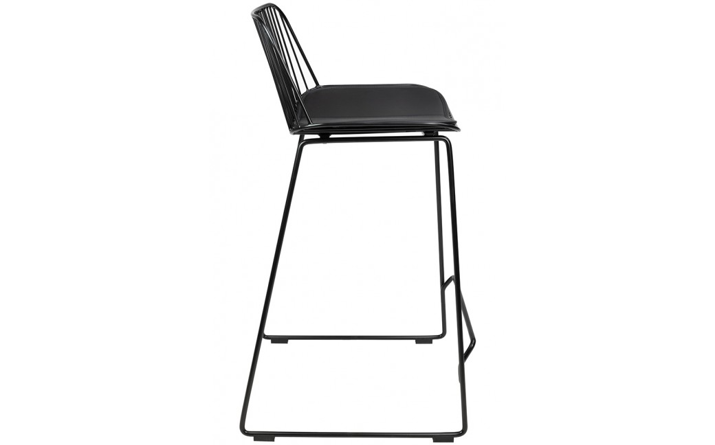 King Home Krzesło barowe MILES czarne 66 cm - metal, ekoskóra (MC-176H)