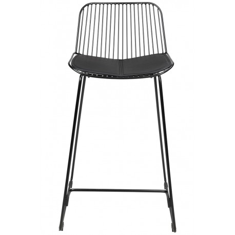 King Home Krzesło barowe MILES czarne 66 cm - metal, ekoskóra (MC-176H)