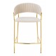 King Home Krzesło barowe MARGO 65 beżowe - welur, podstawa złota (KH1201100129.4)