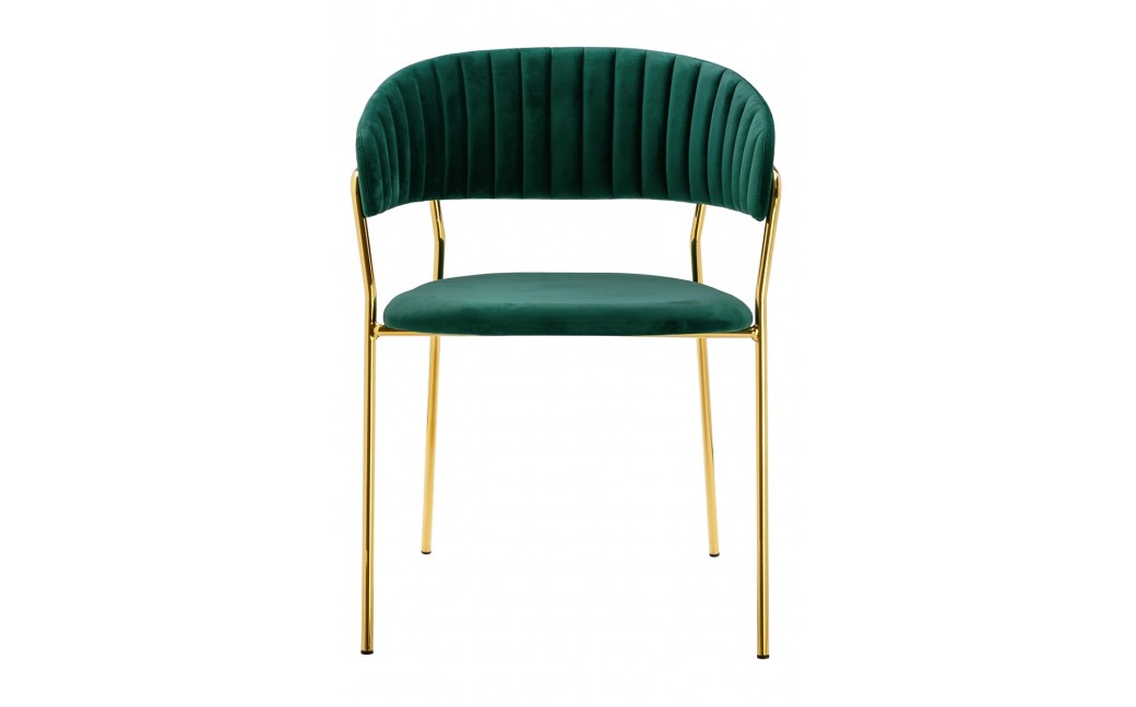 King Home Krzesło MARGO ciemny zielony - welur, podstawa złota (KH121100121.61)